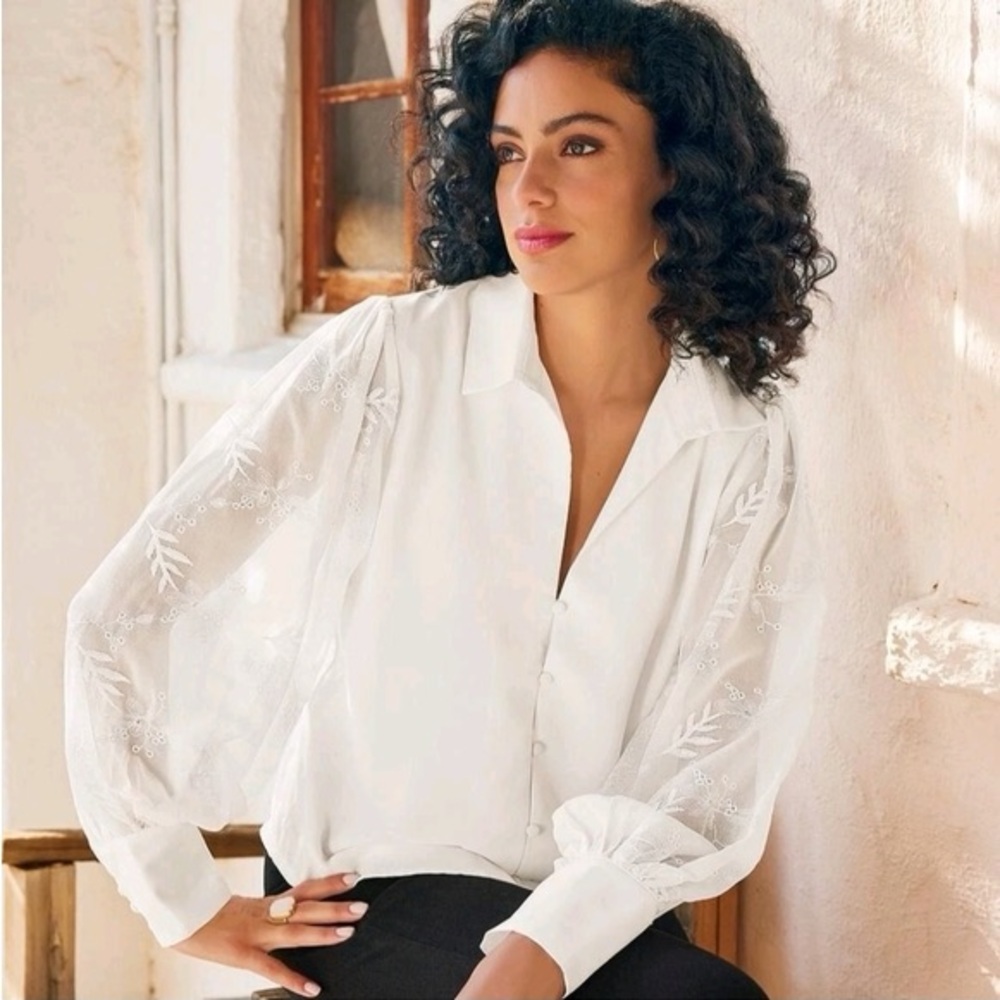 Soft Surroundings Lorenza White Blouse